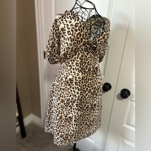 Wayf Leopard Print Animal V Neck Mini Dress XL - Picture 7 of 10